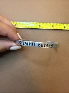 🩵BUNDLE AND SAVE (3/$16) 🩵 Silver 'shit'll buff' Hand Stamped Bracelet